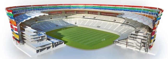 Destaque para a parte móvel no projeto do estádio.