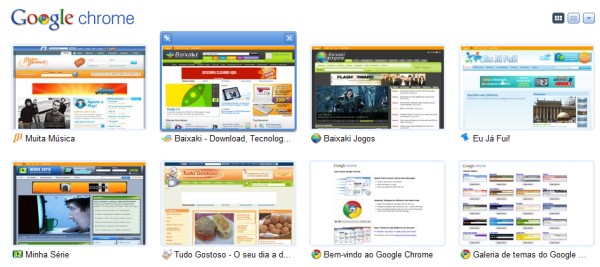 Miniatura dos sites favoritos.
