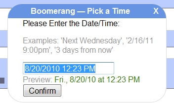 Programe dia e hora para entregar o email.