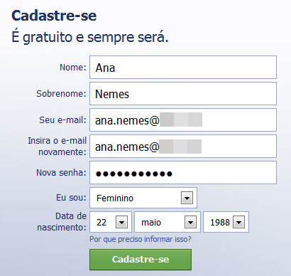 Informe os seus dados de cadastro