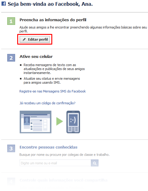 Siga os passos para montar o seu perfil